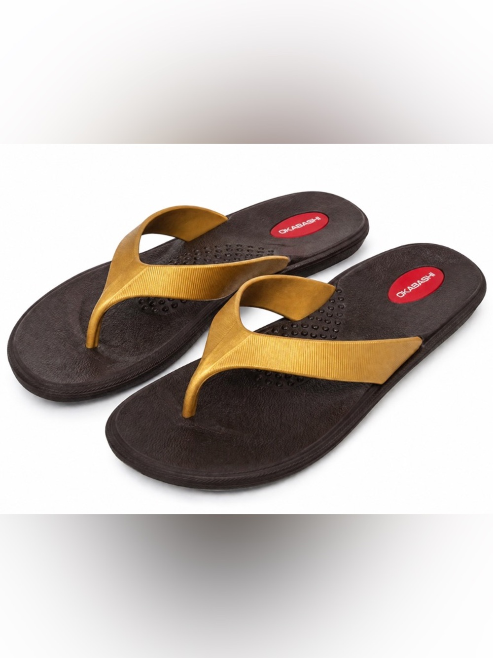 Okabashi Flip Flops Brown Gold Thong Sandals Comfort USA Made Size S Beach